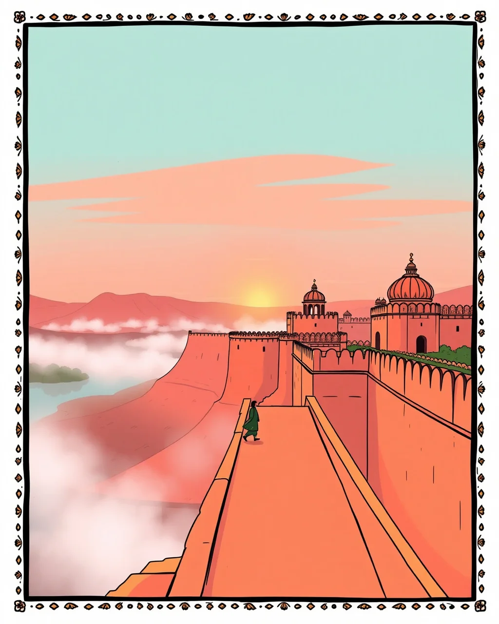 आमेर किले की रैंपार्ट पर सुबह का पहला कदम