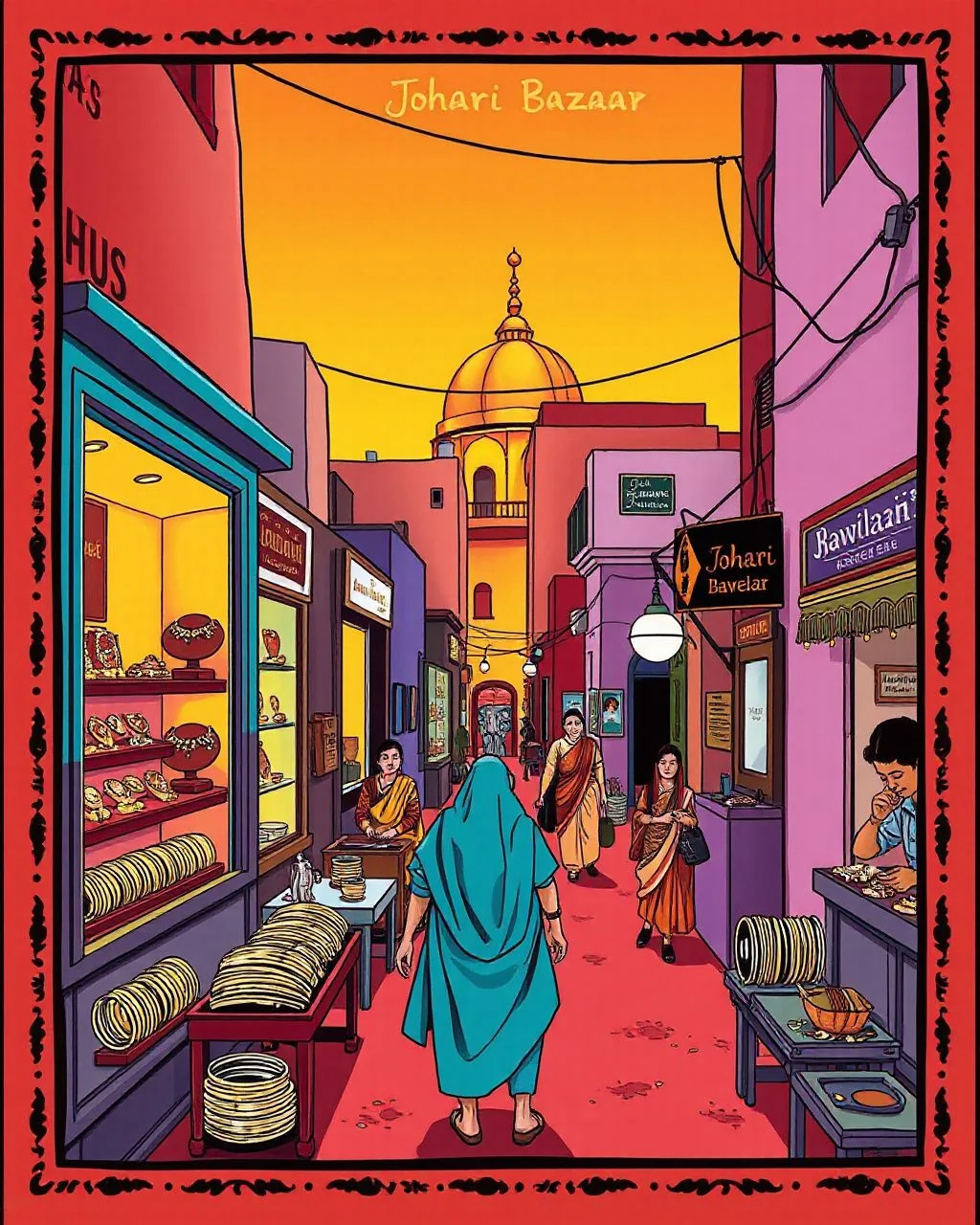 Johari Bazaar ki shaam, kundan ki roshni