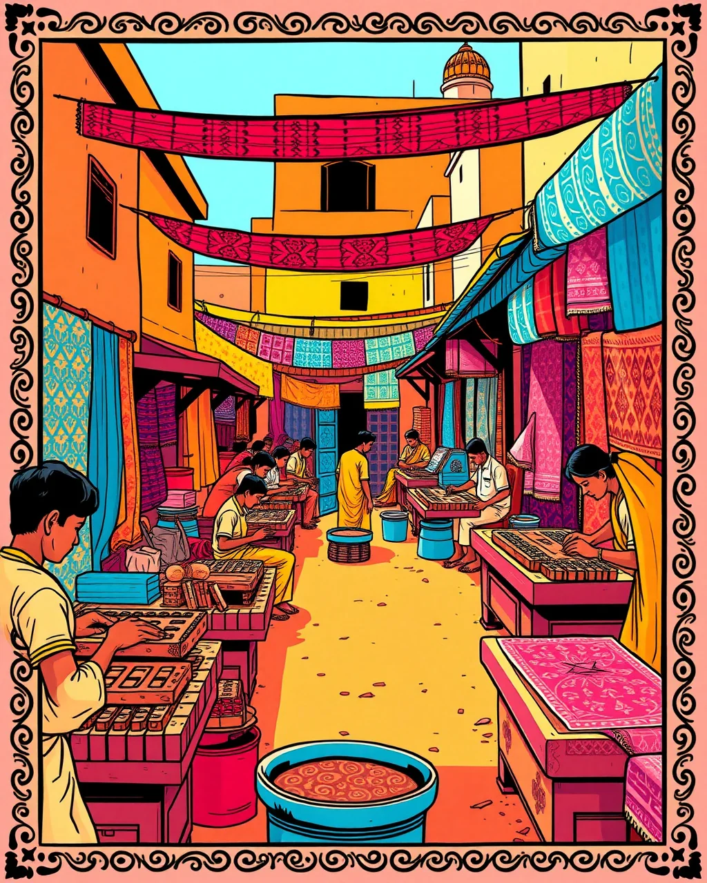 Sanganer ke block-print gharon ka rang