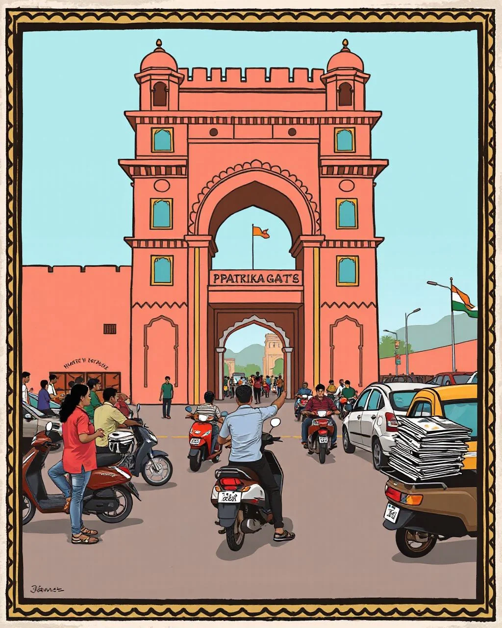 पत्रिका गेट पर पोज, ट्रैफिक का ऑर्केस्ट्रा