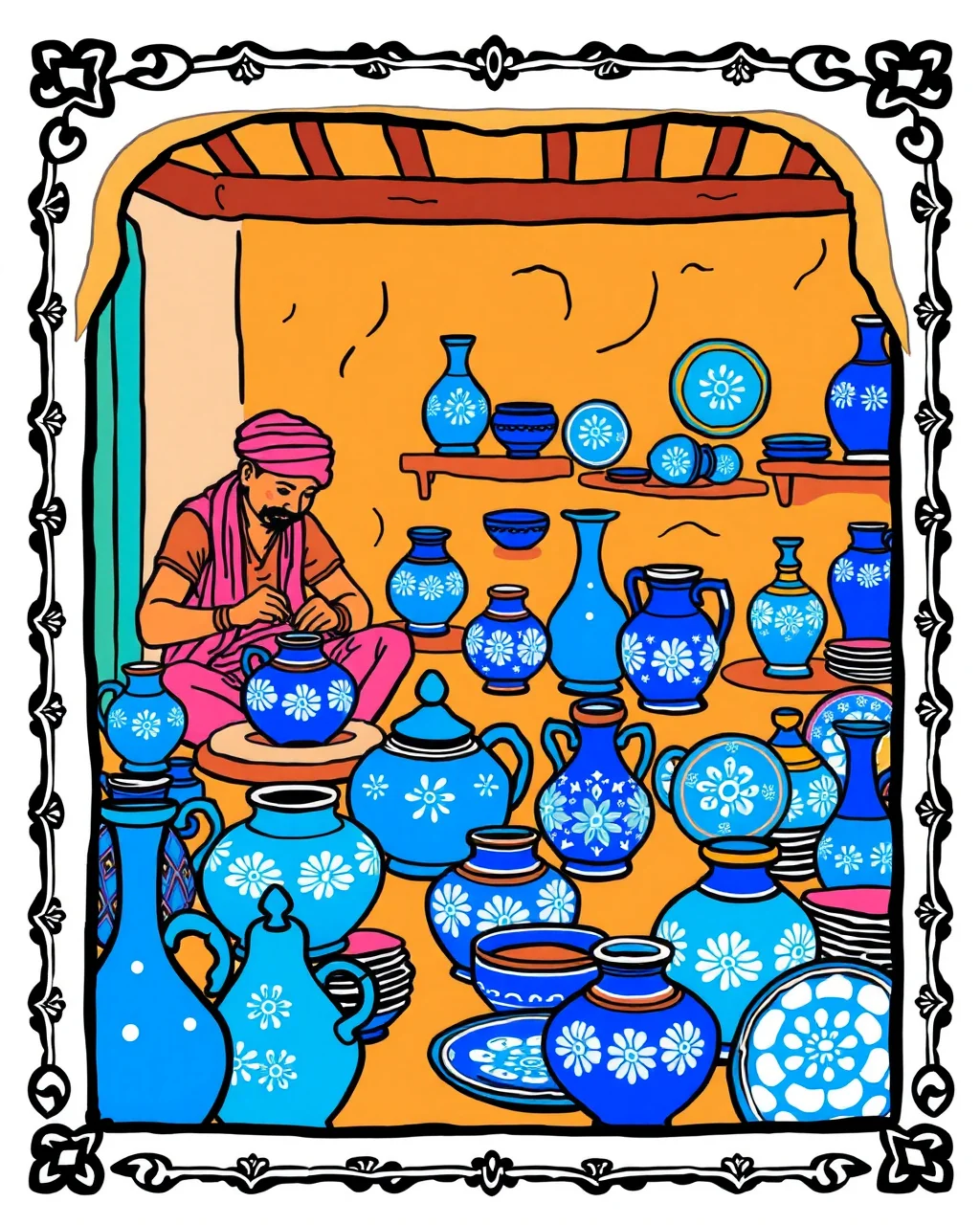 Jaipur ki blue pottery: phoolon wali chamak