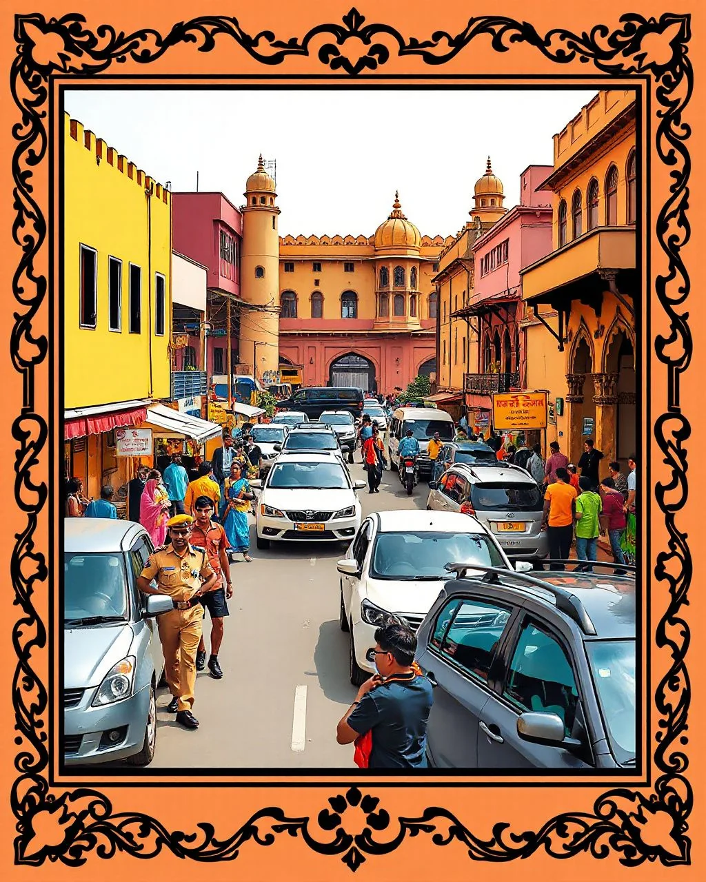 Navratri mele mein Amer Road par traffic badla
